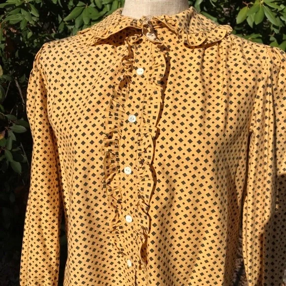 Vintage Ralph Lauren Prairie Shirt Yellow Print 8